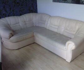 gebrauchte Möbel weiße Ledercouch
