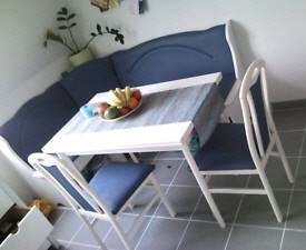 gebrauchte weiße Eckbank 2 Stühle Tisch Eiche