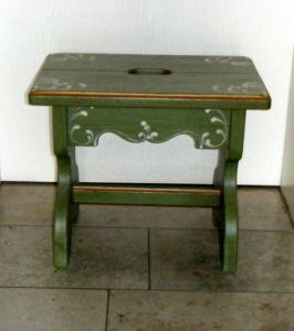 grüner Garderobenzimmer Hocker handbemalt
