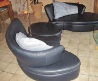 gebrauchte Möbel schwarzes Ledersofa